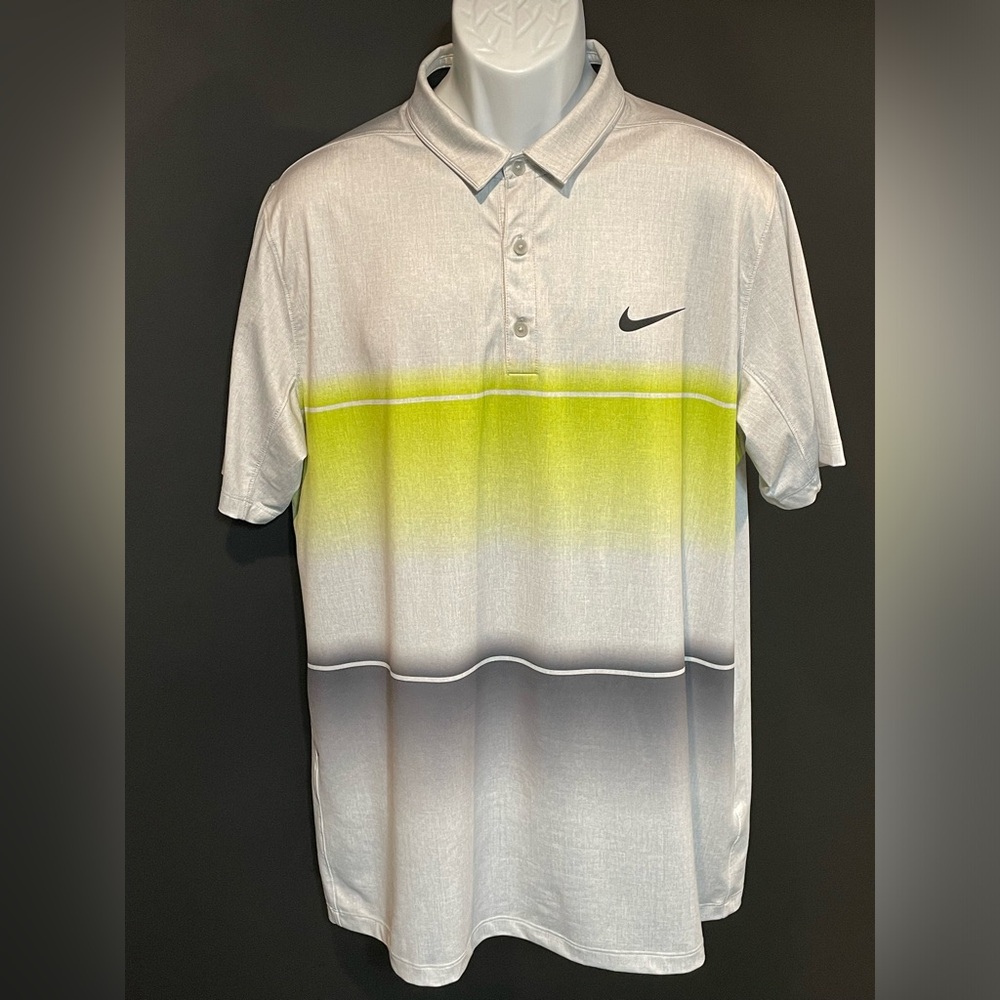 Nike Golf Men’s DRI-FIT Gradiant Polo in Gray &Lime Green Size L